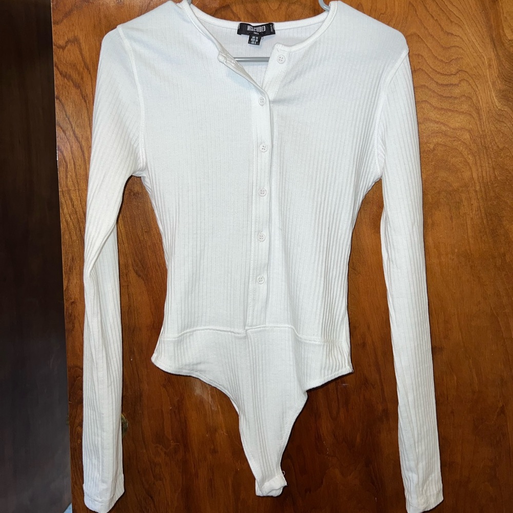 Missguided tall white button up bodysuit